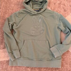 Psycho Bunny Kids Hoodie in Soft Green with Bunny Skull size 12-14